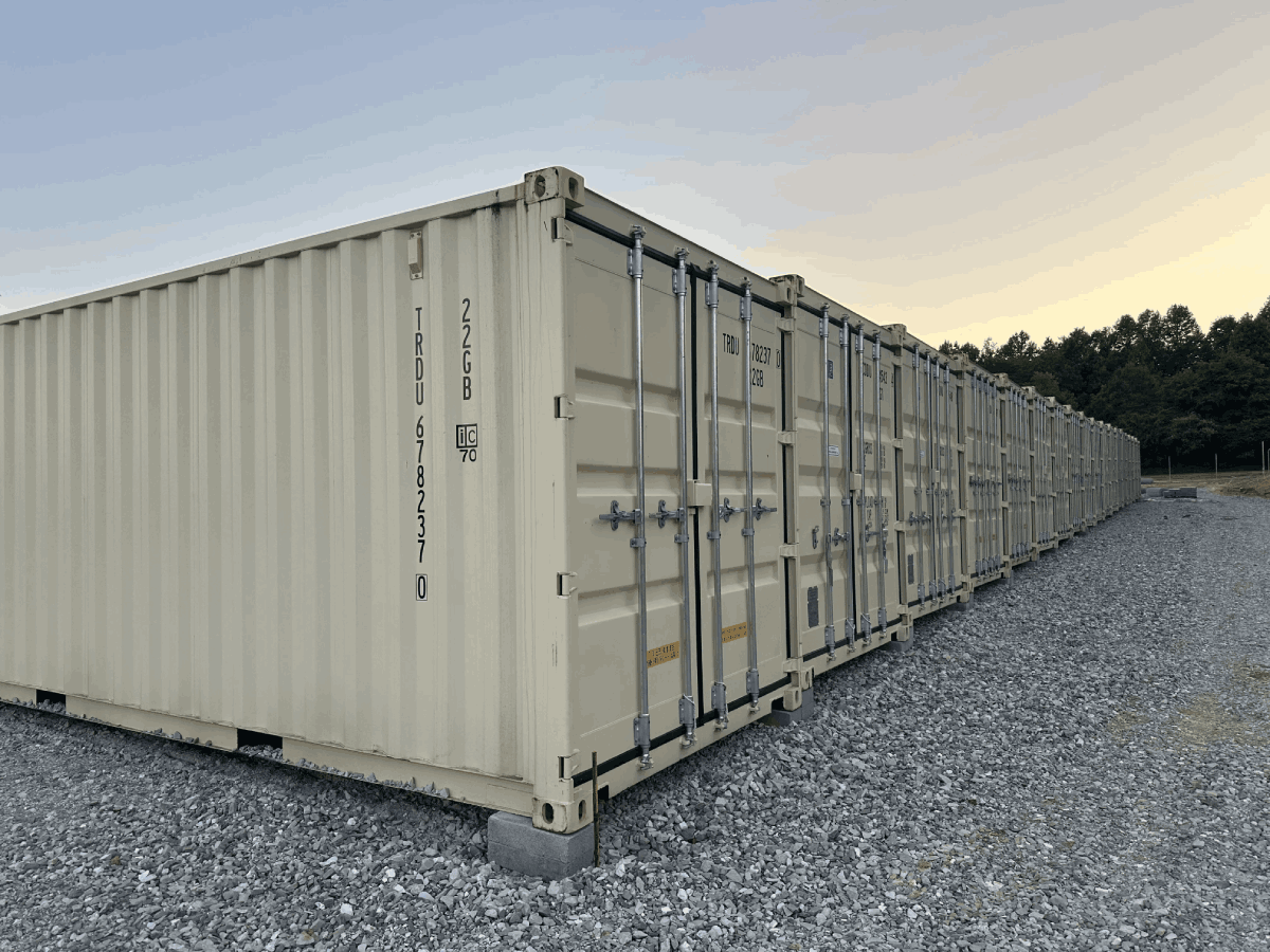 Shipping container storage units at Trailside Storage in Helenwood, TN